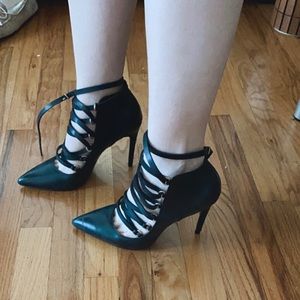 GENUINE LEATHER LACE UP HEELS